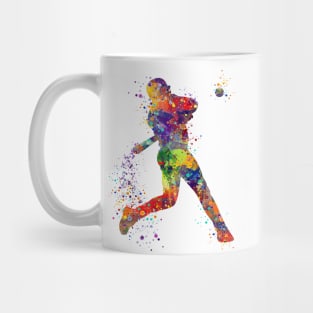 Baseball Boy Batter Colorful Watercolor Softball Player Mug